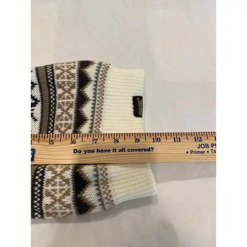 Muk Luks Reversible Knit Winter Fair Isle Beanie Hat and scarf Cream Womens Tan