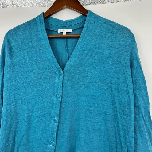 Habitat 100% Linen Knit Cardigan Sweater in Blue Green #29426 Size small