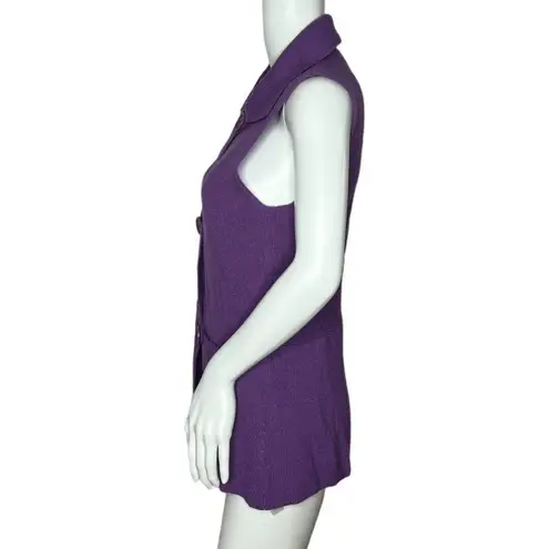 Bryan Bradley Sweater Womens Small Purple Vest Sleeveless Button Front Collar