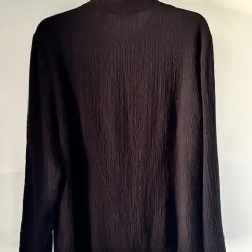 Orvis Black Jacket L Textured Long Sleeve Mandarin Collar Button Minimal Classic