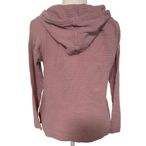 Loft  | Mauve Light Purple Hooded Pullover 100% Cotton Lightweight Beachy Size XS