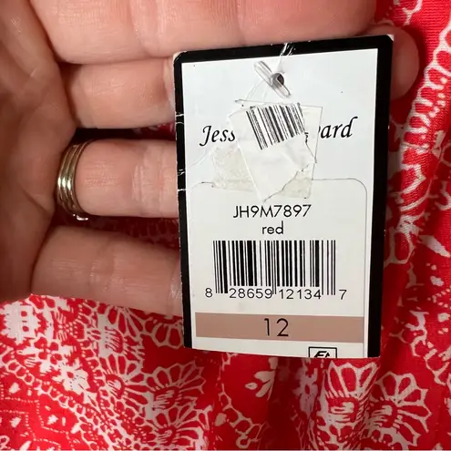 Jessica Howard Maxi Dress Red Womens Size 12 Bandana Print Jersey Sleeveless NEW
