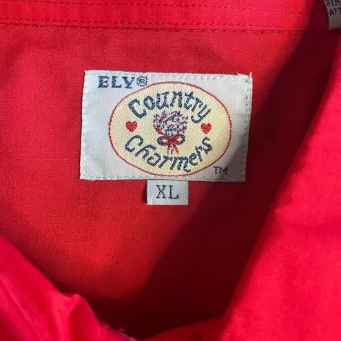 90s vintage Ely Country Charmers Western Shirt XL Red