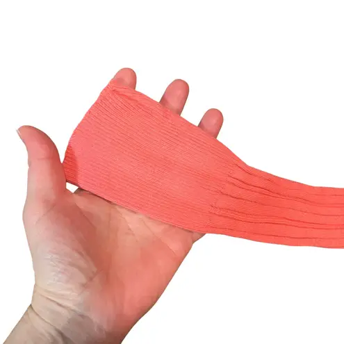 Old Navy  Y2k Shirt Sz L Pink Coral Ribbed V Neck Fitted Long Sleeve 00s