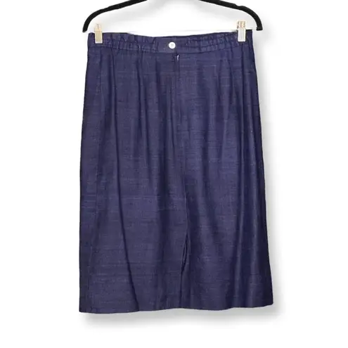 Jos. A. Bank Vintage 80s Navy Blue Raw Silk Skirt Suit Set