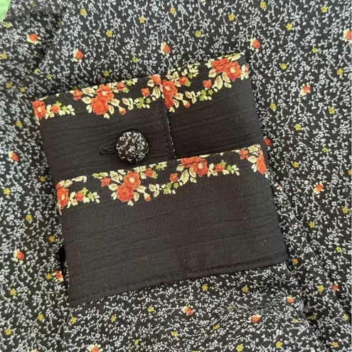 Vintage Floral Blouse Cottage Soft Modest Feminine Retro Layering Dark Academia Gray Size 10