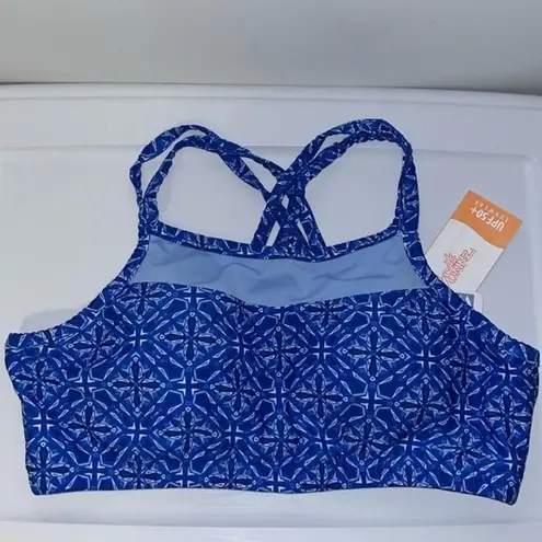 UV Skinz Blue Medallion Crisscross Swim Bra Bikini Top UPF 50+ Women’s XL