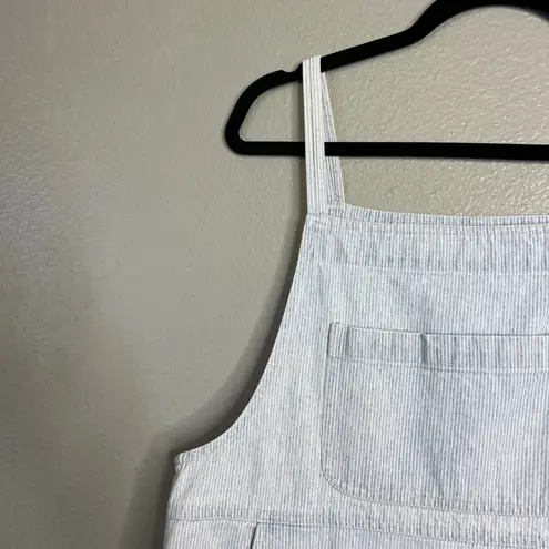 Vintage Real Comfort Denim Pinafore Dress Size 10 Blue White Stripe Casual Midi