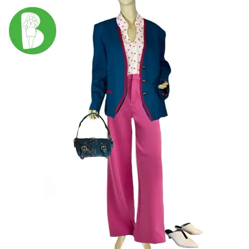 Pendleton TEAL BLUE AND PINK VINTAGE 1980'S WOOL BLAZER (16)