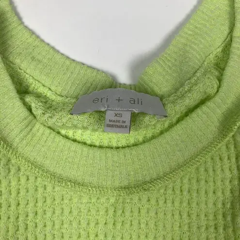 Anthropologie Eri + Ali Womens Sweater Solid Green Size XS Long Sleeve Pullover