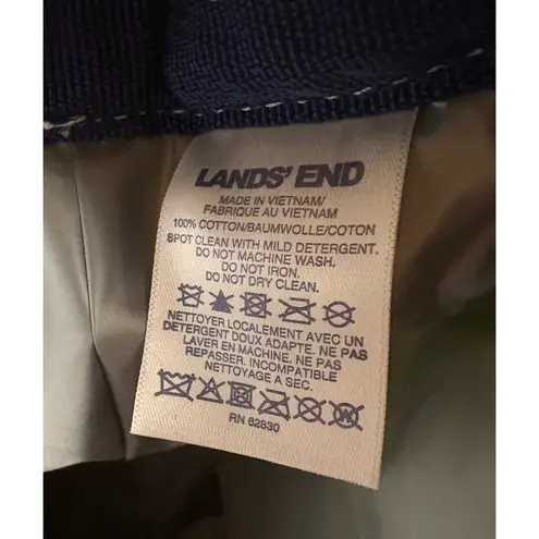 Lands End Large Canvas Coated Fruit Print Backpack Navy Trim Insulated CoolerBag Blue