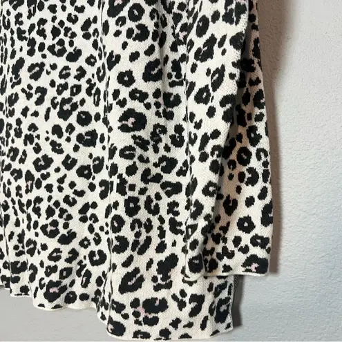 Loft  Mockneck Sweater Cheetah Black Cream Leopard Cotton Size XL Cotton