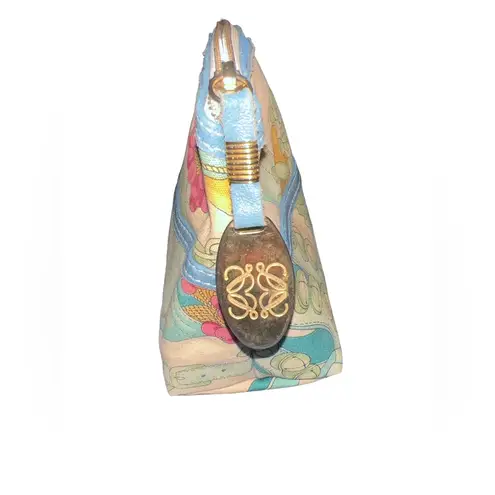 Loewe Floral/Botanical Vintage Canvas & Leather Cosmetic Bag