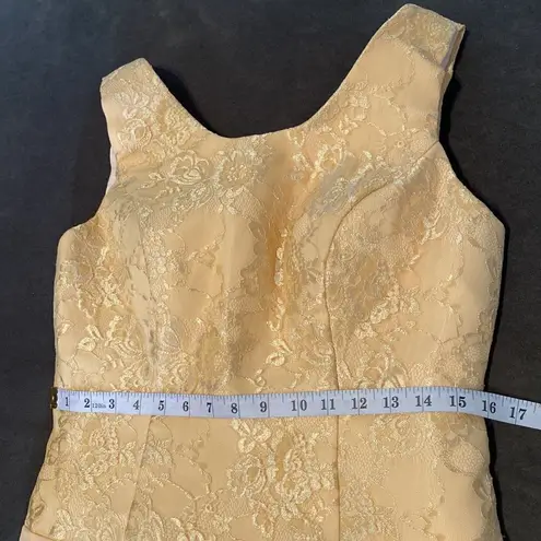 Women’s Tea Length Chiffon & Lace Dress with Matching Chiffon Jacket Size 12 Yellow