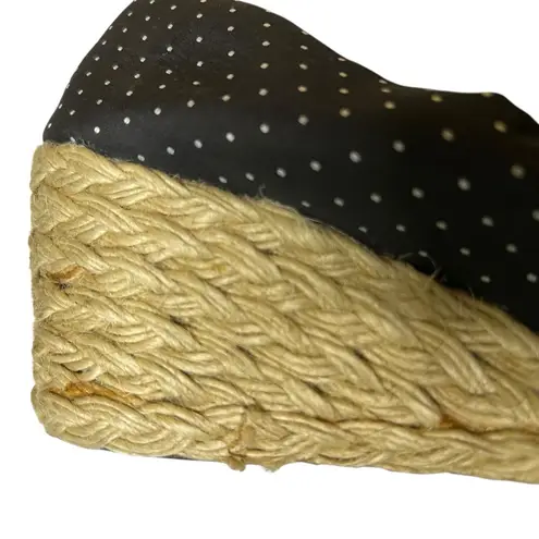 Ralph Lauren Cecilia Navy Polka Dot Woven Platform Espadrille Sandals – Size 7 White