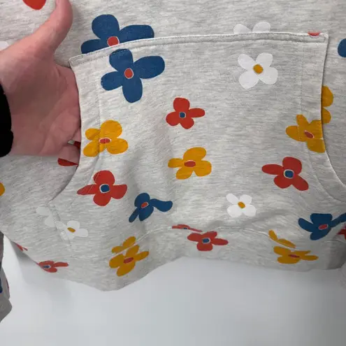 BSR by Samii Ryan Sweatshirt Womens S Gray Whimsical Flower Power Cotton Blend