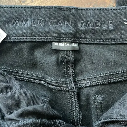 American Eagle AEO  The Dream Jean Hi Rise Ripped Jeggings Black Size 4 SHORT