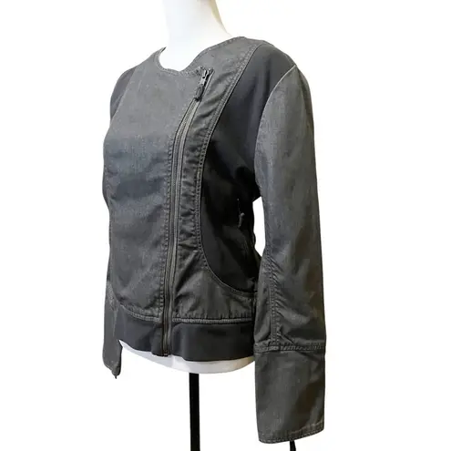 Sundance Women’s Size 14 Gray Denim Moto Jacket Asymmetrical Zip Stretch