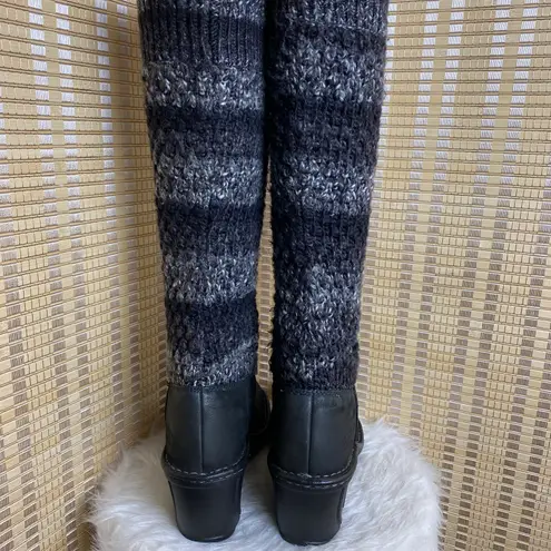 UGG Cresthaven Black Nubuck Leather Knit Warm Wedge Winter Boot