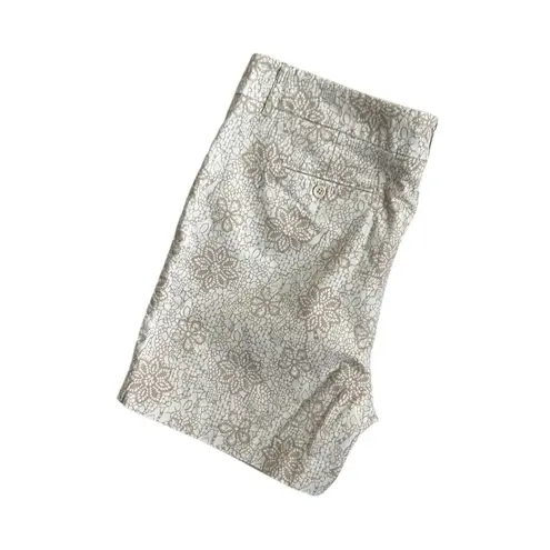 Hannah Women Shorts 16 Floral Cotton Stretch Preppy Boho Festival Cottagecore White