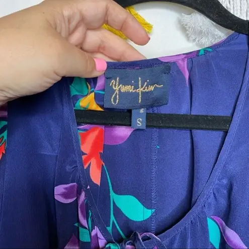 Yumi Kim Blue Floral Tie Waist Leah Romper Small