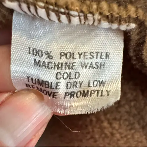 Selective Eye Fleece Jacket Brown Tan Trim Shawl Collar Button Front Cozy XL