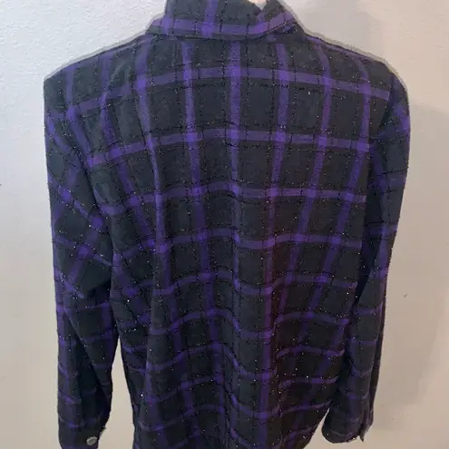cj banks C.J. Banks Blazer Size X Shimmering Black Checkered with Purple Stripes