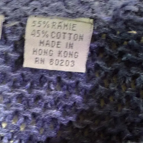 barney's new york Blue Knit Sweater Ramie Cotton Blend Women's Pullover Top