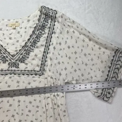 Oddy Dress womens S bohemian empbroidered Prairie core fit & flare White