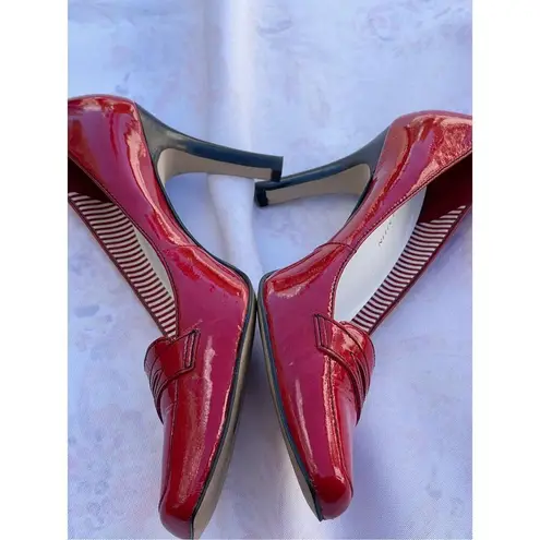 Anne Klein  size 7.5 red patent leather heels .