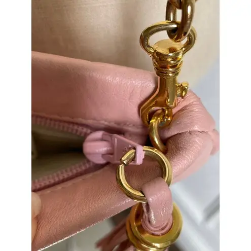 Anne Klein Vintage  Calderon Pink Leather Gold Chain Crossbody Bag