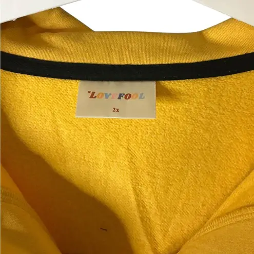 Yellow Cropped Polo Sweatshirt with Long Sleeves Size 2X