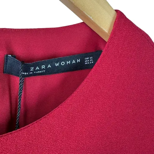 ZARA NWT  Woman Red Guipure Lace Trim Romper Size XS