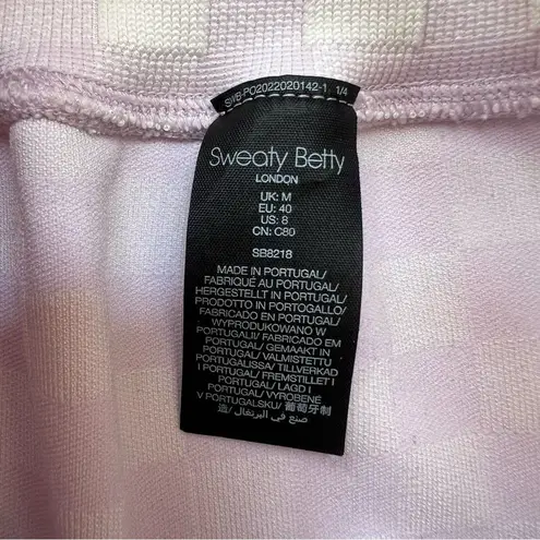 Sweaty Betty Gingham Lavender and White High-Waisted Biker Shorts Medium 8”