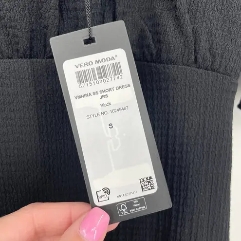 VERO MODA VMNINA Nina Short Puff Sleeve Dress Black Size Small NWT