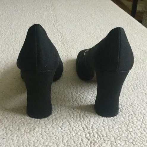 Vintage 90s Unlisted Black Chunky Fabric High Heel Shoes