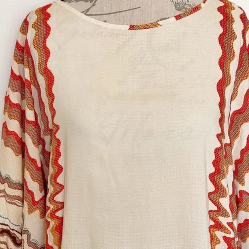Unique spectrum Blouse Kimono Sleeve Side Tie Boho Southwestern Tribal Sz Large