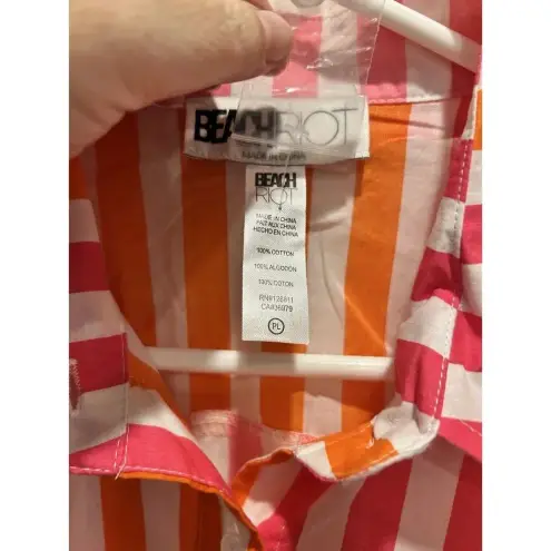 Beach Riot Alexa Coverup Sunset Pink Red Striped Button Front Petite Large