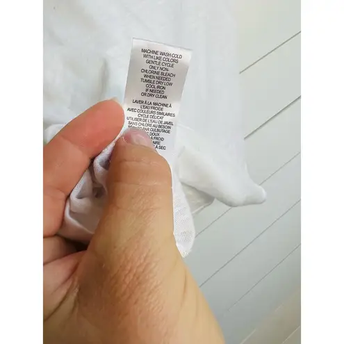 INDUSTRY White Ruffle Sleeves Short Sleeves 100% Pima Cotton TShirt Size Small