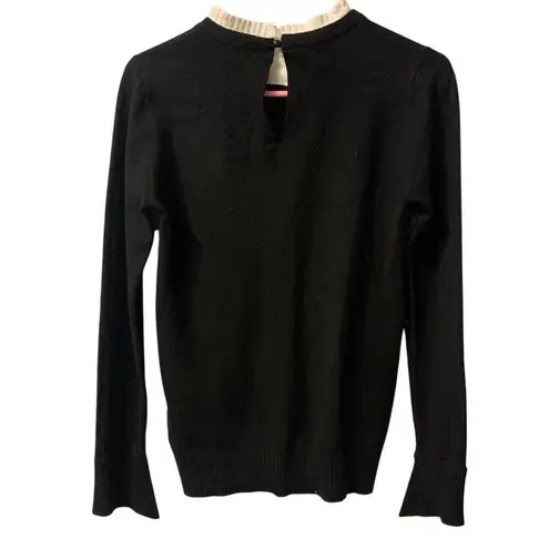 Sioni Women's XS Black Pullover Sweater Fluted Cuffs & Neckline Black