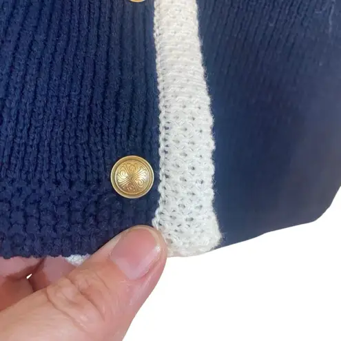 Sincerely Jules Navy and White Button Down Sweater Vest medium Blue