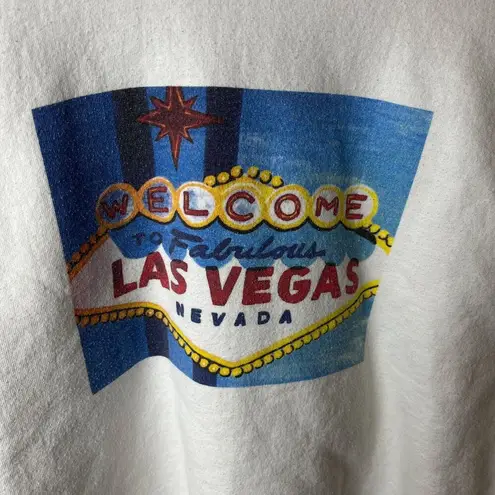 Hanes Las Vegas Crewneck Sweatshirt Vintage 90s White Medium M