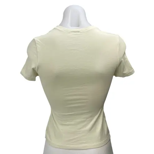 SKIMS Women's Cream Yellow Round Neck Short Sleeve Crop Tee T-shirt Top Size S