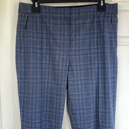 Elie Tahari Leena Plaid Cropped Pants (Blue Plaid) - Medium