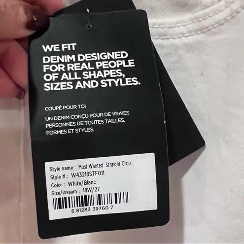 Silver Jeans Co. Most Wanted Mid Rise Straight Crop Jeans in White Plus Size 18W