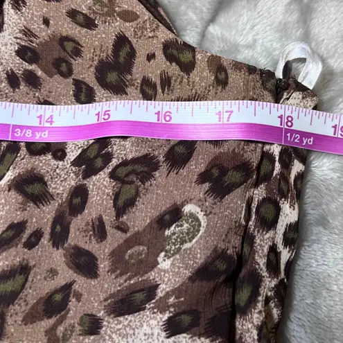 B Wear Leopard Ruffle Top Womens XL Sleeveless Halter Neck Chic Blouse New Brown