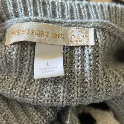 Westport Gray V-Neck Cable Knit Sweater