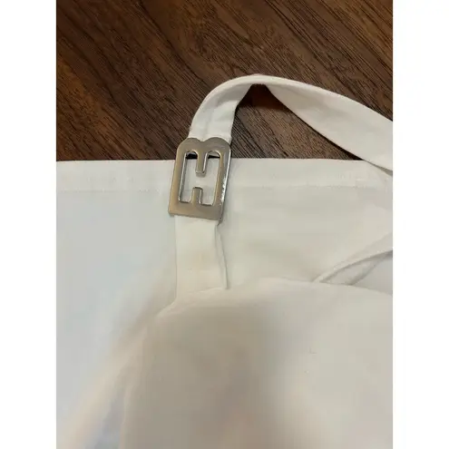 NWOT EB Denim Cowl Buckle Dress White Mini Crossed Straps Size XXL