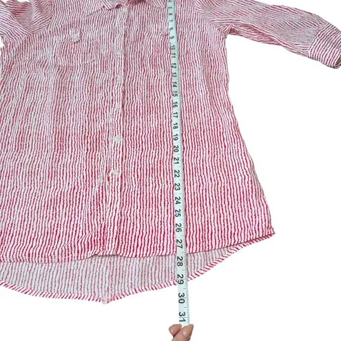 FDJ French Dressing Jeans Red Striped 3/4 Sleeve Blouse Size 8