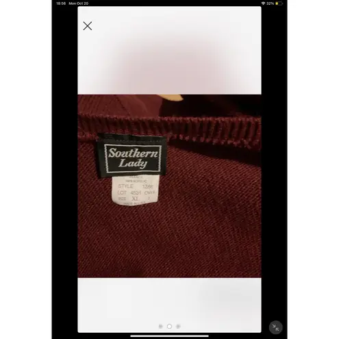 Southern Lady Vest Womens XL Burgundy leaf Applique vintage embroidered Red